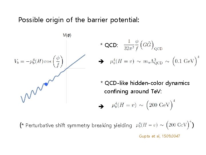 Possible origin of the barrier potential: * QCD: * QCD-like hidden-color dynamics confining around