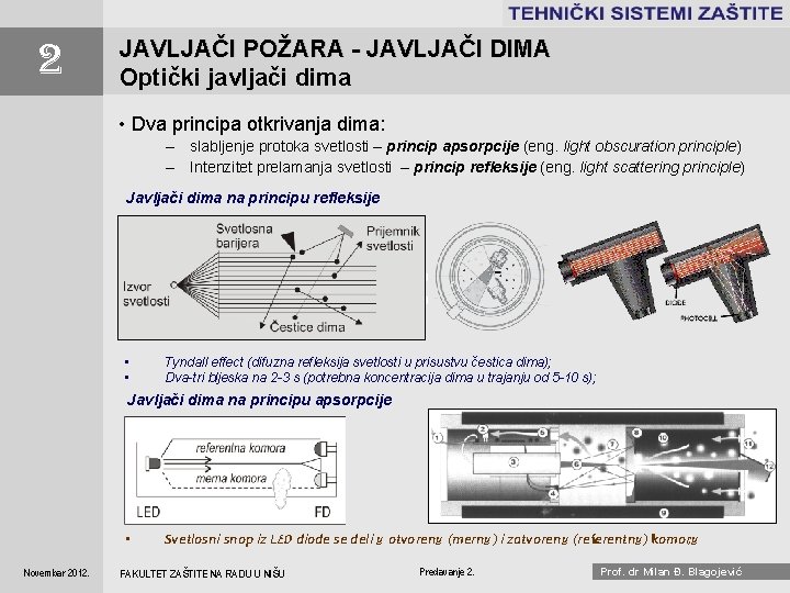 . . . . 2 JAVLJAČI POŽARA - JAVLJAČI DIMA Optički javljači dima •