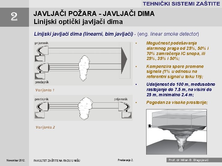 . . . . 2 JAVLJAČI POŽARA - JAVLJAČI DIMA Linijski optički javljači dima