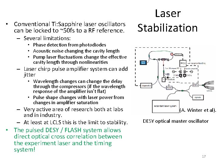  • Conventional Ti: Sapphire laser oscillators can be locked to ~50 fs to
