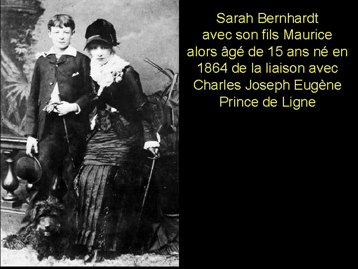 Sarah Bernhardt avec son fils Maurice alors âgé de 15 ans né en 1864