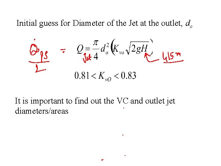 Initial guess for Diameter of the Jet at the outlet, do It is important