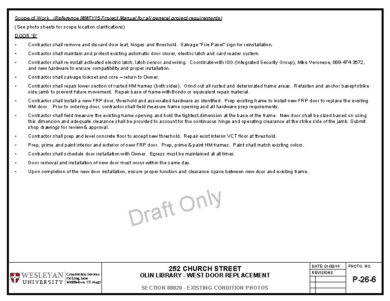 Scope of Work (Reference MMFY 15 Project Manual for all general project requirements) (See