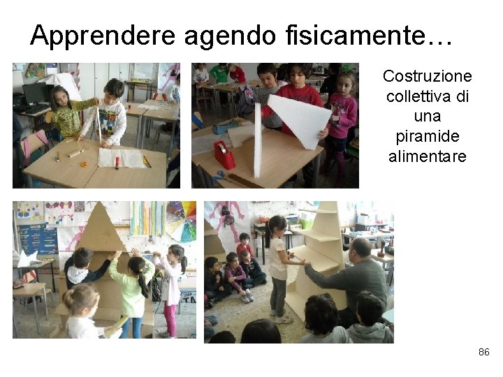 Apprendere agendo fisicamente… Costruzione collettiva di una piramide alimentare 86 