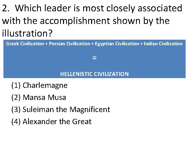 2. Which leader is most closely associated with the accomplishment shown by the illustration?