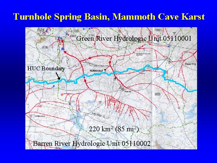 Turnhole Spring Basin, Mammoth Cave Karst Green River Hydrologic Unit 05110001 HUC Boundary 220