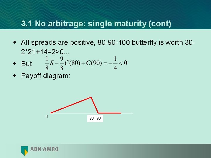 3. 1 No arbitrage: single maturity (cont) w All spreads are positive, 80 -90