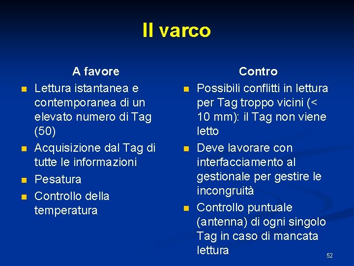 Il varco n n A favore Lettura istantanea e contemporanea di un elevato numero