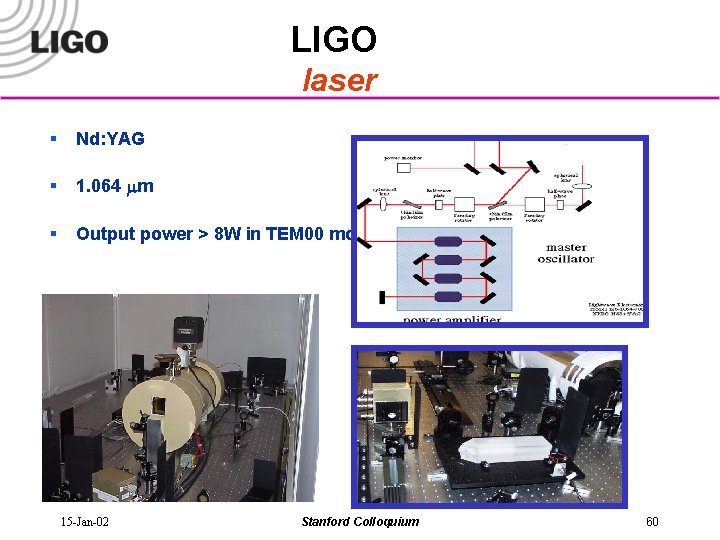 LIGO laser § Nd: YAG § 1. 064 mm § Output power > 8