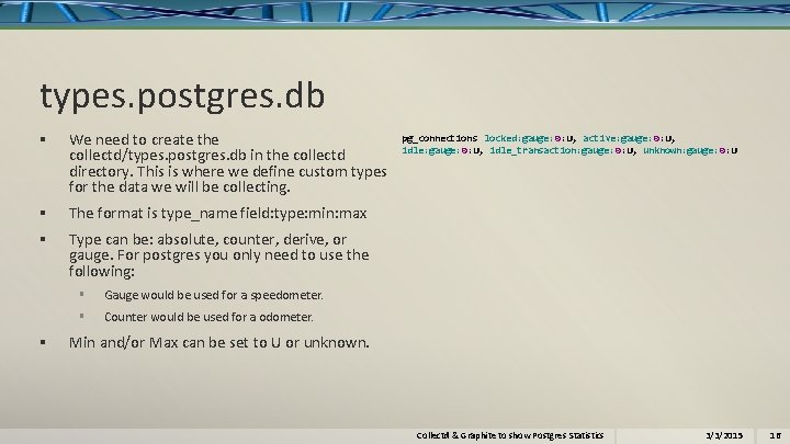 types. postgres. db § We need to create the collectd/types. postgres. db in the