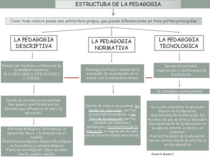 ESTRUCTURA DE LA PEDAGOGIA Como toda ciencia posee una estructura propia, que puede diferenciarse