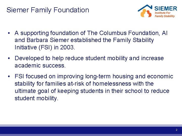 Siemer Family Foundation • A supporting foundation of The Columbus Foundation, Al and Barbara