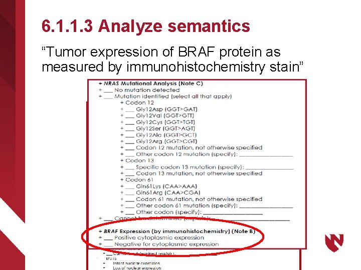 6. 1. 1. 3 Analyze semantics “Tumor expression of BRAF protein as measured by