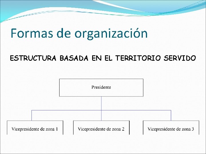 Formas de organización ESTRUCTURA BASADA EN EL TERRITORIO SERVIDO 