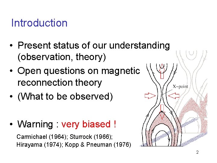 Introduction • Present status of our understanding (observation, theory) • Open questions on magnetic