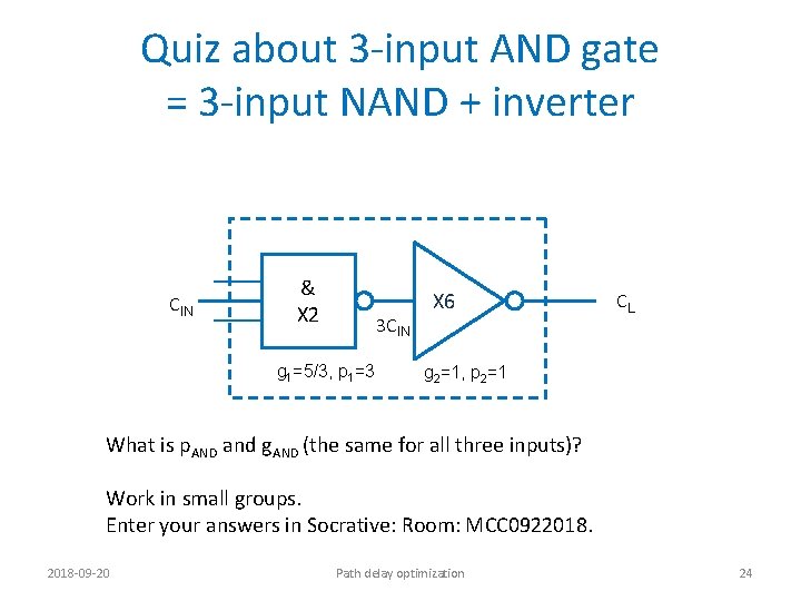 Quiz about 3 -input AND gate = 3 -input NAND + inverter CIN &