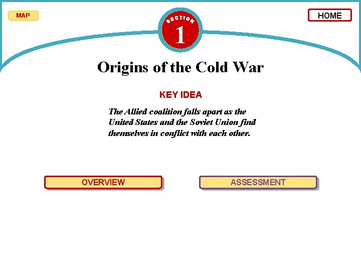 HOME MAP 1 Origins of the Cold War KEY IDEA The Allied coalition falls