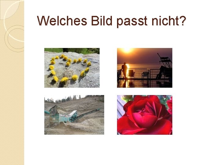 Welches Bild passt nicht? 