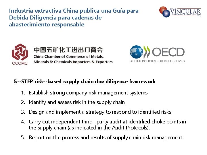 Industria extractiva China publica una Guía para Debida Diligencia para cadenas de abastecimiento responsable