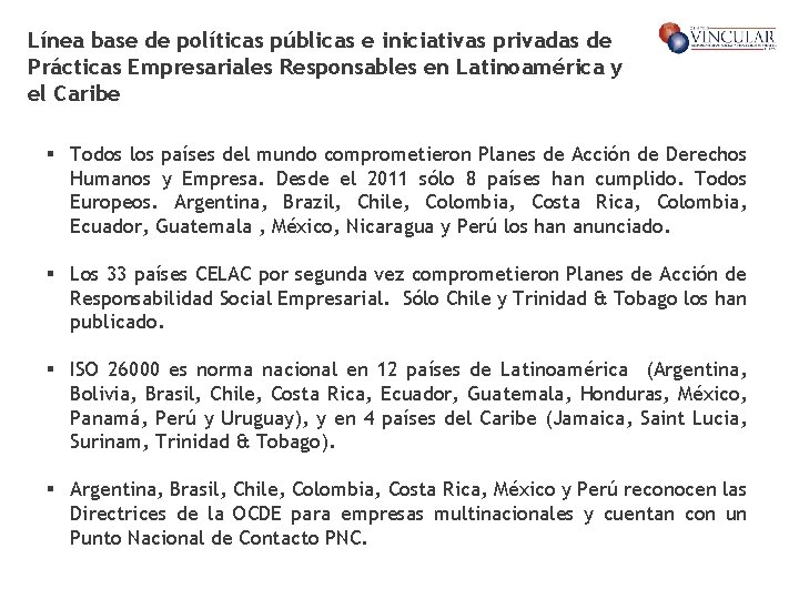 Línea base de políticas públicas e iniciativas privadas de Prácticas Empresariales Responsables en Latinoamérica