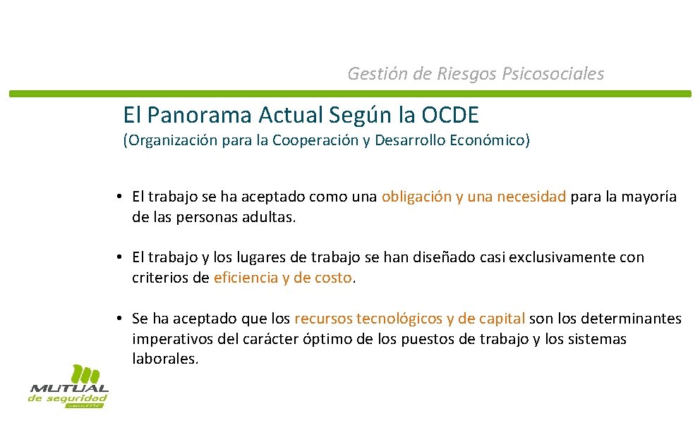 Gestión de Riesgos Psicosociales El Panorama Actual Según la OCDE (Organización para la Cooperación