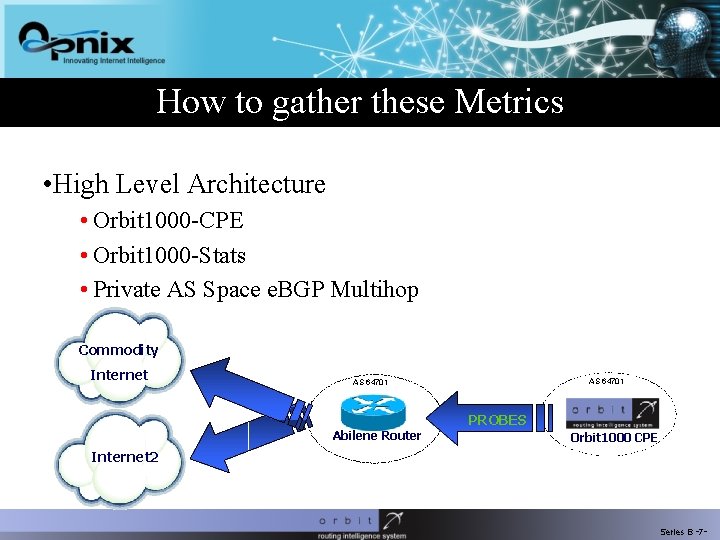 How to gather these Metrics • High Level Architecture • Orbit 1000 -CPE •