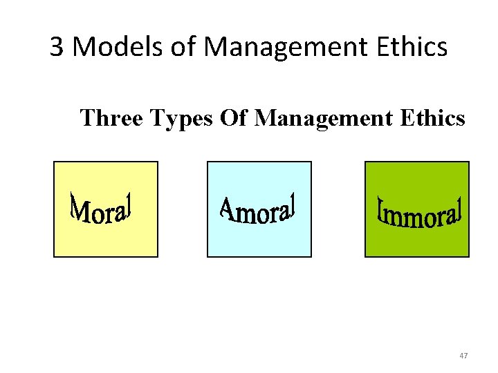 3 Models of Management Ethics Three Types Of Management Ethics 47 