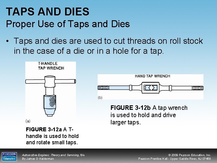 TAPS AND DIES Proper Use of Taps and Dies • Taps and dies are