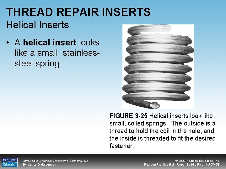 THREAD REPAIR INSERTS Helical Inserts • A helical insert looks like a small, stainlesssteel