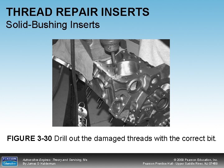 THREAD REPAIR INSERTS Solid-Bushing Inserts FIGURE 3 -30 Drill out the damaged threads with