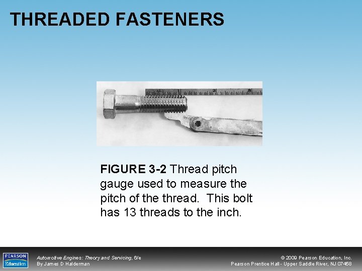 THREADED FASTENERS FIGURE 3 -2 Thread pitch gauge used to measure the pitch of