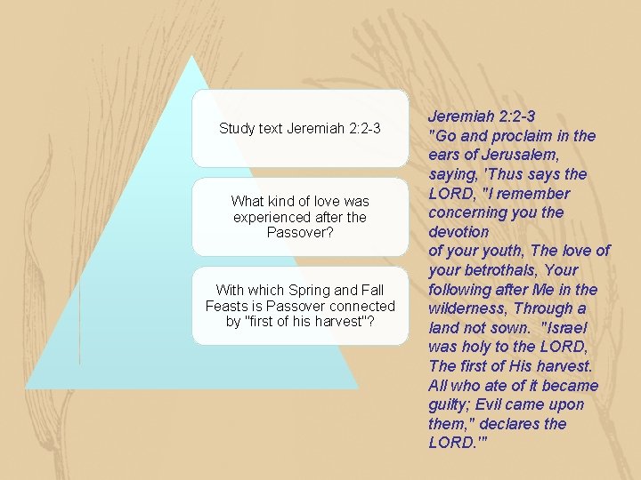 Study text Jeremiah 2: 2 -3 What kind of love was experienced after the