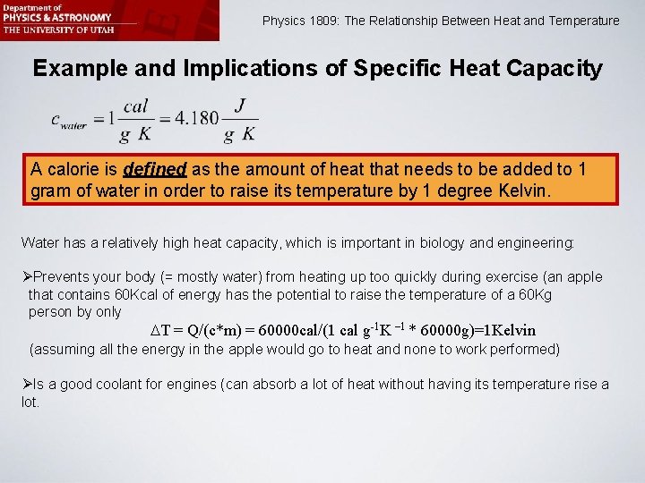 1809: The Relationship Between Heat and Temperature Physics 1809 Minilab 2: Heat and Physics