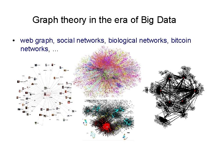 Graph theory in the era of Big Data • web graph, social networks, biological