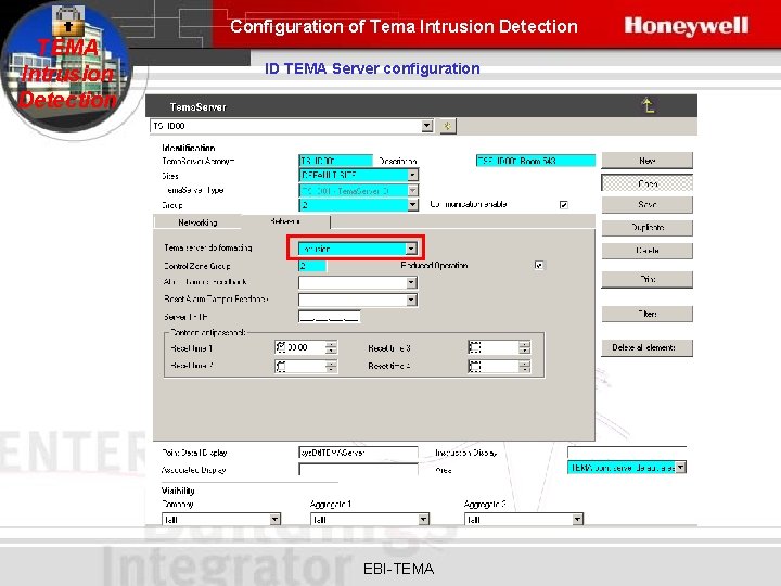 Configuration of Tema Intrusion Detection TEMA Intrusion Detection ID TEMA Server configuration EBI-TEMA 