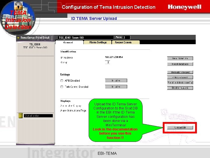 Configuration of Tema Intrusion Detection TEMA Intrusion Detection ID TEMA Server Upload the ID
