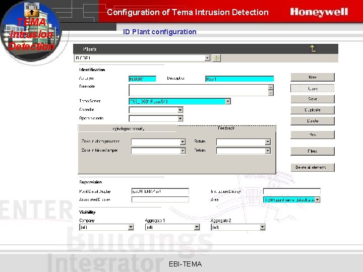 Configuration of Tema Intrusion Detection TEMA Intrusion Detection ID Plant configuration EBI-TEMA 