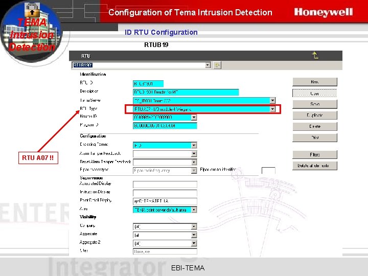Configuration of Tema Intrusion Detection TEMA Intrusion Detection ID RTU Configuration RTUB 19 RTU