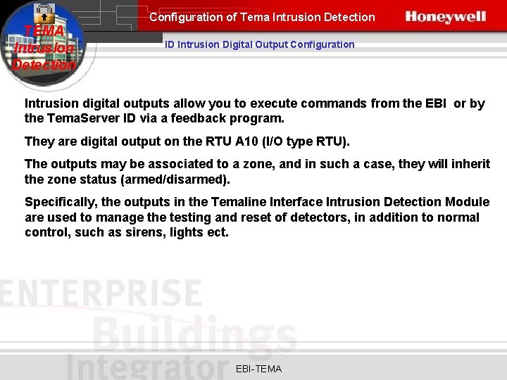 Configuration of Tema Intrusion Detection TEMA Intrusion Detection ID Intrusion Digital Output Configuration Intrusion