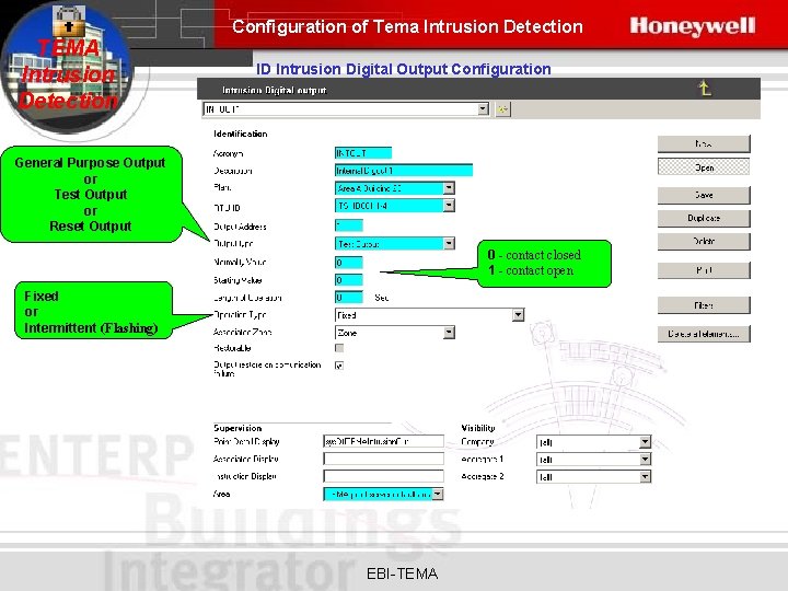 Configuration of Tema Intrusion Detection TEMA Intrusion Detection ID Intrusion Digital Output Configuration General