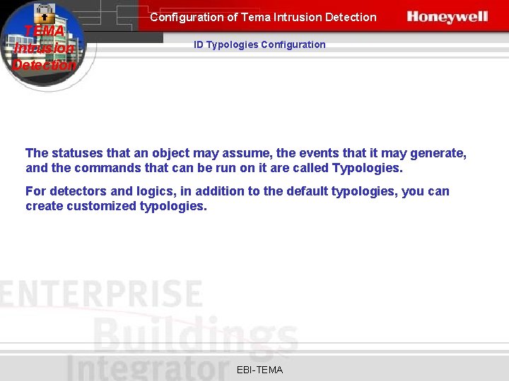 Configuration of Tema Intrusion Detection TEMA Intrusion Detection ID Typologies Configuration The statuses that