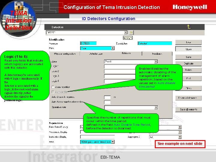 Configuration of Tema Intrusion Detection TEMA Intrusion Detection ID Detectors Configuration Logic (1 to