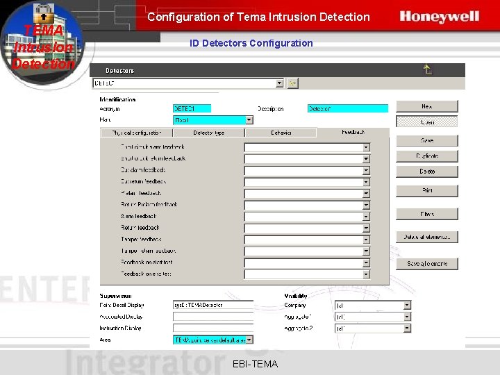 Configuration of Tema Intrusion Detection TEMA Intrusion Detection ID Detectors Configuration EBI-TEMA 