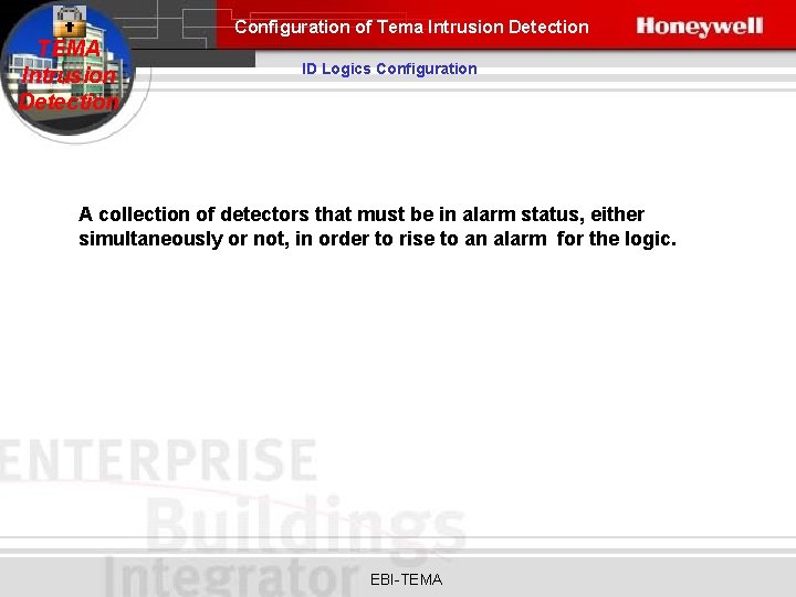 Configuration of Tema Intrusion Detection TEMA Intrusion Detection ID Logics Configuration A collection of