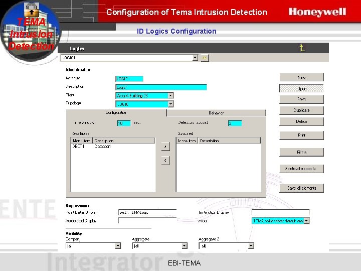 Configuration of Tema Intrusion Detection TEMA Intrusion Detection ID Logics Configuration EBI-TEMA 