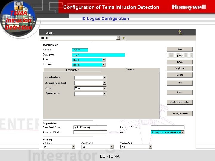 Configuration of Tema Intrusion Detection TEMA Intrusion Detection ID Logics Configuration EBI-TEMA 