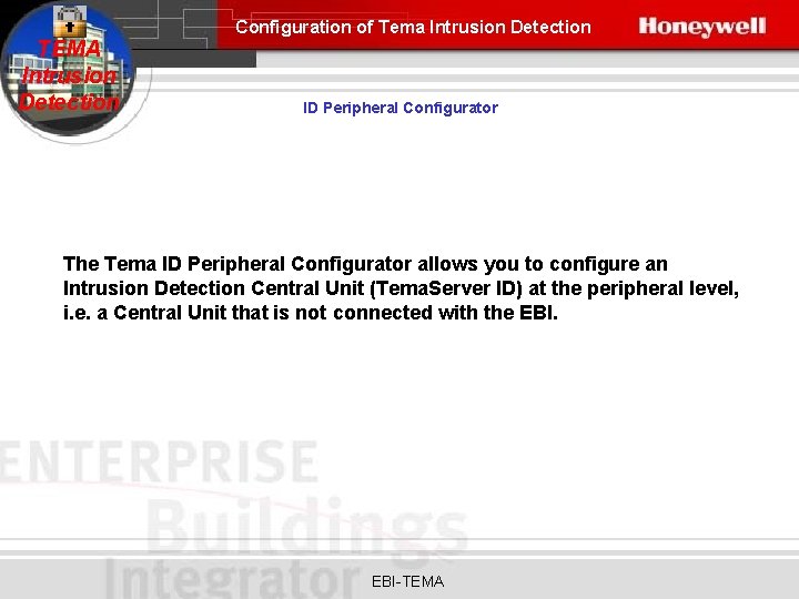 Configuration of Tema Intrusion Detection TEMA Intrusion Detection ID Peripheral Configurator The Tema ID