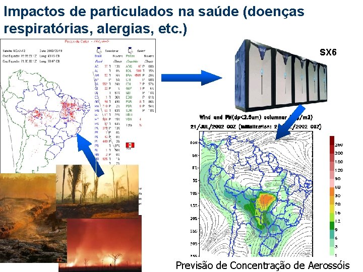 Impactos de particulados na saúde (doenças respiratórias, alergias, etc. ) SX 6 Previsão de