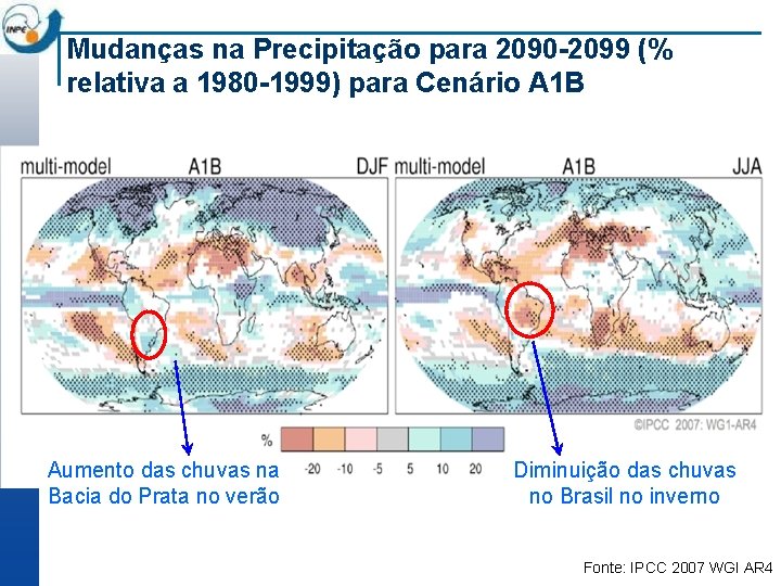 Mudanças na Precipitação para 2090 -2099 (% relativa a 1980 -1999) para Cenário A