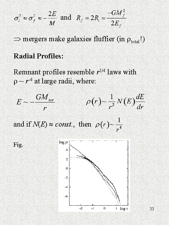 and mergers make galaxies fluffier (in total!) Radial Profiles: Remnant profiles resemble r 1/4
